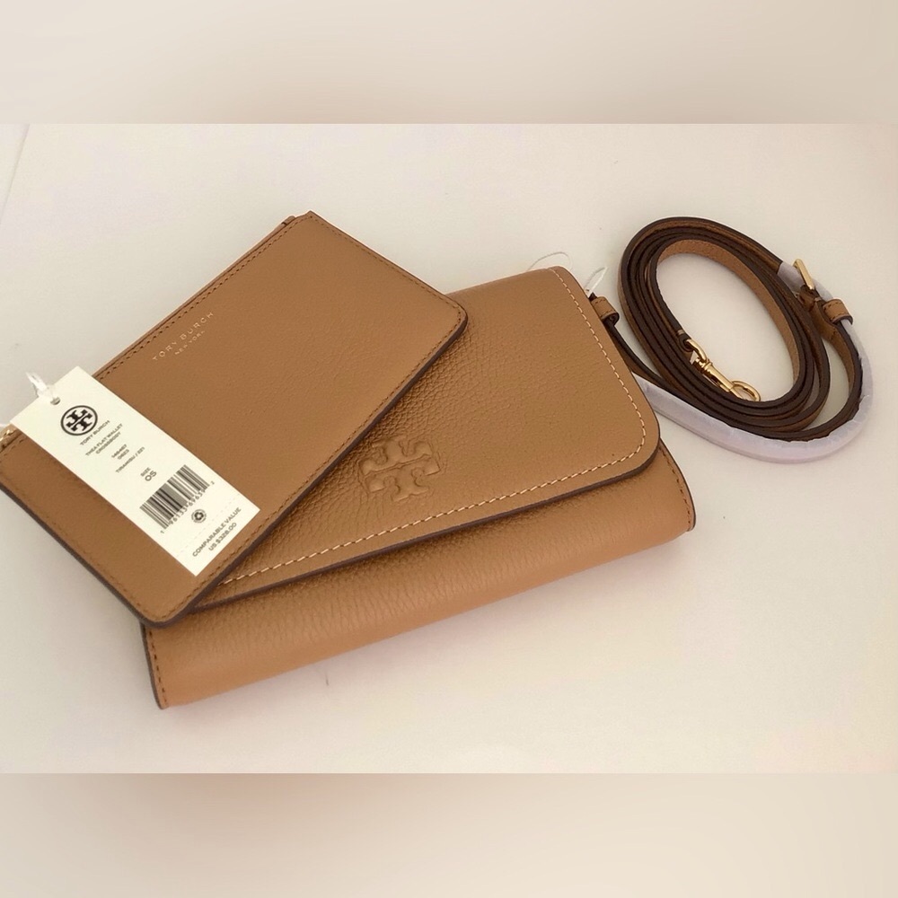 Tory Burch Thea Crossbody And Zip Card Holder Tiramisu New In Package